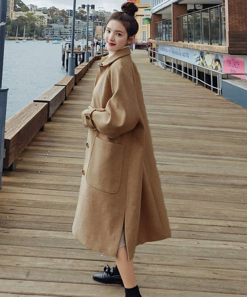 Girly Doll（ガーリードール）の「サイドスリットチェスターコート（チェスターコート・レディース・ブルー/モカ/チャコールグレー/ベージュ/ブラック/キャメル・M/XL/L/S）」の12枚目の写真