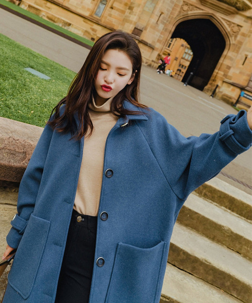 Girly Doll（ガーリードール）の「サイドスリットチェスターコート（チェスターコート・レディース・ブルー/モカ/チャコールグレー/ベージュ/ブラック/キャメル・M/XL/L/S）」の15枚目の写真