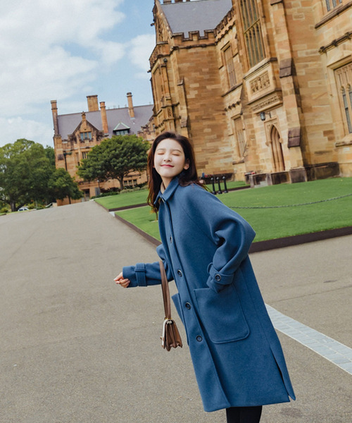 Girly Doll（ガーリードール）の「サイドスリットチェスターコート（チェスターコート・レディース・ブルー/モカ/チャコールグレー/ベージュ/ブラック/キャメル・M/XL/L/S）」の16枚目の写真