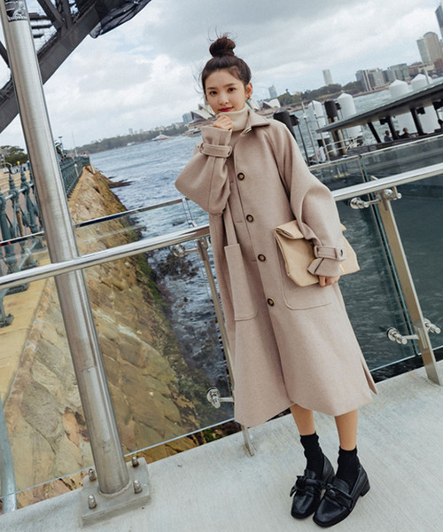 Girly Doll（ガーリードール）の「サイドスリットチェスターコート（チェスターコート・レディース・ブルー/モカ/チャコールグレー/ベージュ/ブラック/キャメル・M/XL/L/S）」の21枚目の写真