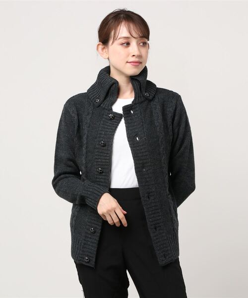 Mag.(マグ)の「【Bling Leads】ドンキーネック ニットカーディガン(カーディガン/ボレロ・レディース・チャコールグレー/ネイビー/グレー系その他/ワイン/ブラック/ブラックミックス/ベージュ・MEDIUM/LARGE/X-LARGE)」の4枚目の写真