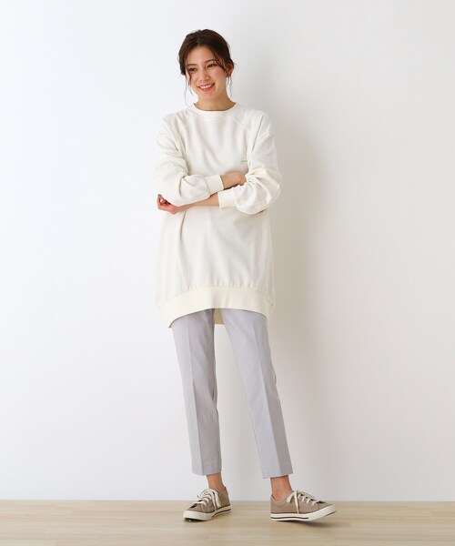 SHOO・LA・RUE(シューラルー)の「◆【M-3L】USAコットンロゴBIGプルオーバー(スウェット・レディース・チャコールグレー/ベージュ/ホワイト系/ライトオレンジ系・04/05/03/02)」の13枚目の写真