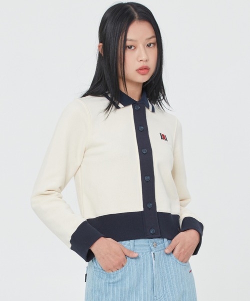 ROMANTIC CROWN(ロマンティッククラウン)の「【ROMANTIC CROWN】WOMAN COTTON CARDIGAN / ロマンティッククラウン ウィメンズ コットン ショート カーディガン(カーディガン/ボレロ・レディース・ネイビー/オートミール・MEDIUM/SMALL)」の3枚目の写真