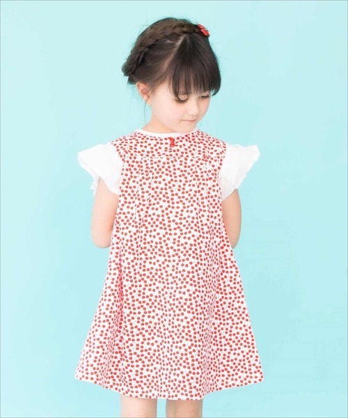 RAGMART(ラグマート)の「袖フリル アートプリントワンピース(ワンピース・キッズ・イエロー/レッド/グリーン・90cm/95cm/80cm)」の3枚目の写真