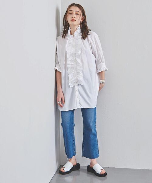dahl'ia（ダリア）の「別注＜dahl'ia（ダリア）＞フリル シャツ（シャツ/ブラウス・レディース・ホワイト/ベージュ・FREE）」の4枚目の写真