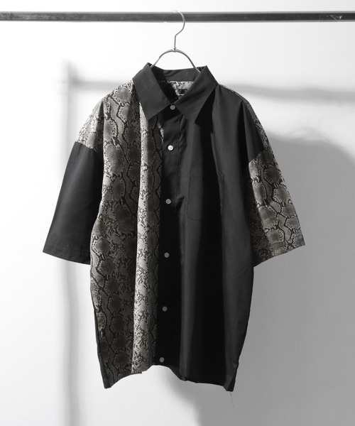 ZIP FIVE(ジップファイブ)の「【ZIP FIVE】高密度T/Cブロードビックシルエット半端袖シャツ(シャツ/ブラウス・メンズ・ベージュ/ブルー/ブラック系/ネイビー系/ブラック/オリーブ/ダークネイビー/ブラック系3/パープル/チャコールグレー×ブラック/ブラック系1/オフホワイト/チャコール/ブラック系2・LARGE/MEDIUM)」の7枚目の写真