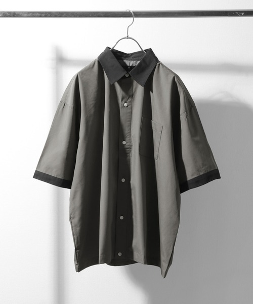 ZIP FIVE(ジップファイブ)の「【ZIP FIVE】高密度T/Cブロードビックシルエット半端袖シャツ(シャツ/ブラウス・メンズ・ベージュ/ブルー/ブラック系/ネイビー系/ブラック/オリーブ/ダークネイビー/ブラック系3/パープル/チャコールグレー×ブラック/ブラック系1/オフホワイト/チャコール/ブラック系2・LARGE/MEDIUM)」の8枚目の写真