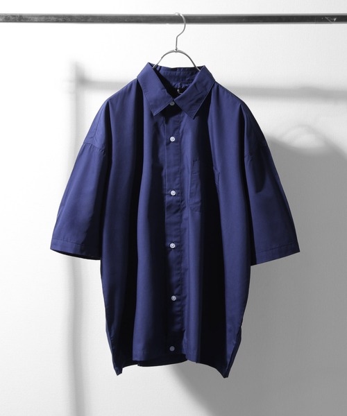 ZIP FIVE(ジップファイブ)の「【ZIP FIVE】高密度T/Cブロードビックシルエット半端袖シャツ(シャツ/ブラウス・メンズ・ベージュ/ブルー/ブラック系/ネイビー系/ブラック/オリーブ/ダークネイビー/ブラック系3/パープル/チャコールグレー×ブラック/ブラック系1/オフホワイト/チャコール/ブラック系2・LARGE/MEDIUM)」の13枚目の写真