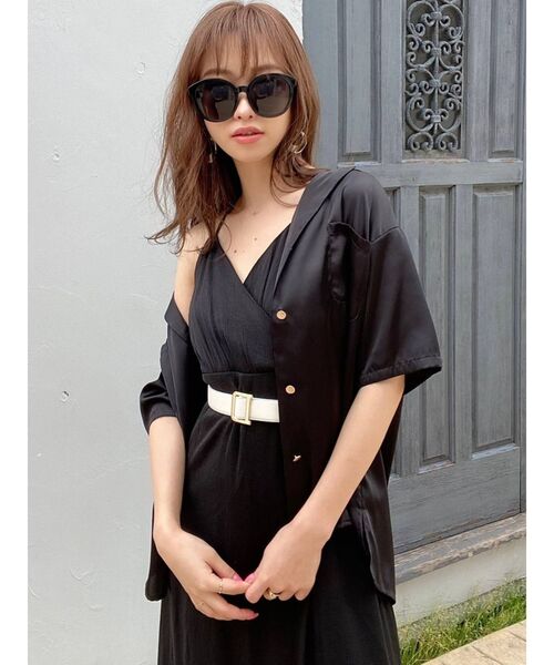 RESEXXY（リゼクシー）の「ハーフスリーブサテンシャツ（シャツ/ブラウス・レディース・ホワイト/ブラック/ベージュ・FREE）」の7枚目の写真