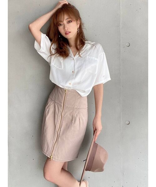 RESEXXY（リゼクシー）の「ハーフスリーブサテンシャツ（シャツ/ブラウス・レディース・ホワイト/ブラック/ベージュ・FREE）」の12枚目の写真