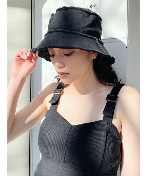 GYDA（ジェイダ）の「FRINGEバケットHAT（その他雑貨・レディース・チャコールグレー/ブラック・FREE）」の2枚目の写真