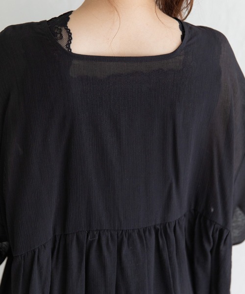 Mysa&Liina（ミーサリーナ）の「レースタックフレアチュニック（シャツ/ブラウス・レディース・ブラック/オフホワイト/サックスブルー・M）」の17枚目の写真