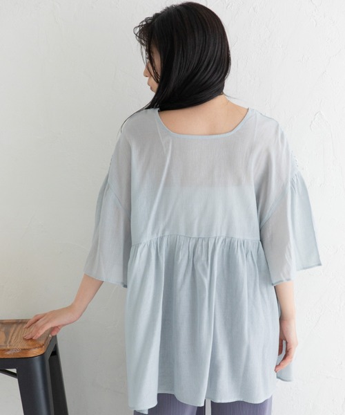 Mysa&Liina（ミーサリーナ）の「レースタックフレアチュニック（シャツ/ブラウス・レディース・ブラック/オフホワイト/サックスブルー・M）」の11枚目の写真