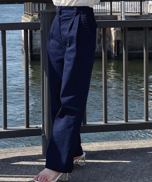 SLURR(スラ―)の「ストレッチタックデニムパンツ(デニムパンツ・レディース・インディゴブルー/ピンク系その他3/ダークブラウン・S/M)」の3枚目の写真