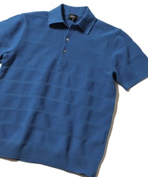12G鹿の子/メッシュボーダーポロシャツ