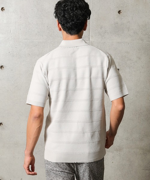 MEN'S BIGI（メンズビギ）の「12G鹿の子/メッシュボーダーポロシャツ（ポロシャツ・メンズ・ライトグレー/ブラウン/ターコイズブルー/ネイビー・02/03）」の13枚目の写真
