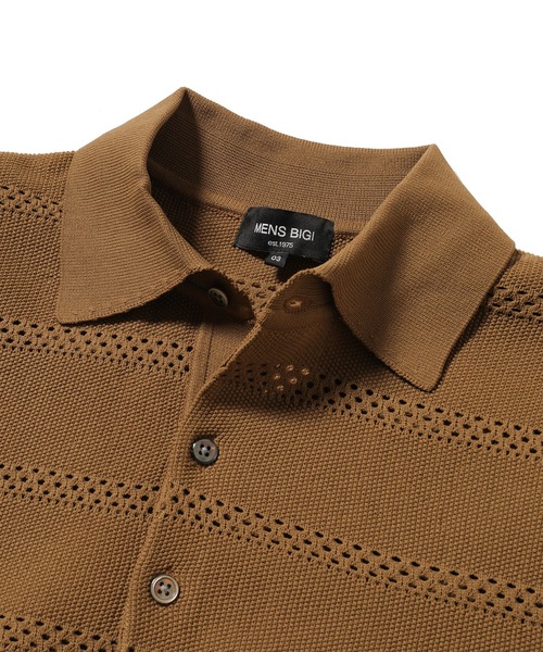 MEN'S BIGI（メンズビギ）の「12G鹿の子/メッシュボーダーポロシャツ（ポロシャツ・メンズ・ライトグレー/ブラウン/ターコイズブルー/ネイビー・02/03）」の12枚目の写真