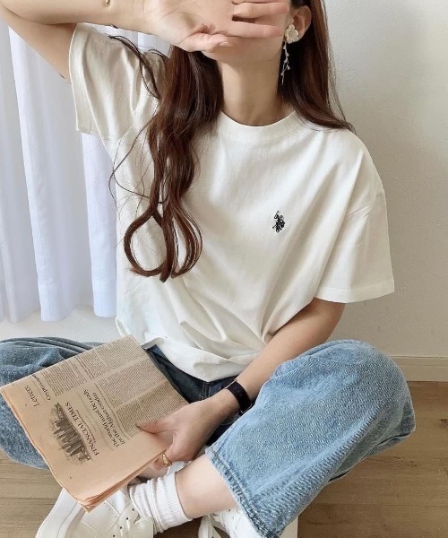 U.S. POLO ASSN.(ユーエスポロアッスン)の「∴WEGO/U.S. POLO ASSN.別注ワンポイントTシャツ(Tシャツ/カットソー・レディース・スミクロ/ホワイト/ダークグリーン/その他2/その他1/その他3/グリーン系その他5/ブルー系その他5/ネイビー/ワイン/ブラウン系その他5/その他4/オートミール/ホワイト系その他5/その他5/オフホワイト/ホワイト系その他・FREE)」の20枚目の写真