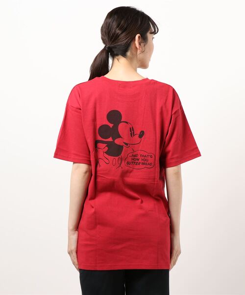 Samansa Mos2（サマンサ モスモス）の「【Disney】ミッキー／バックプリントTシャツ（Tシャツ/カットソー・レディース・ベージュ/レッド/オフホワイト/チャコール・ﾌﾘ-）」の9枚目の写真