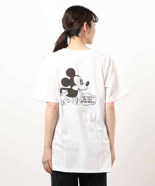 Samansa Mos2（サマンサ モスモス）の「【Disney】ミッキー／バックプリントTシャツ（Tシャツ/カットソー・レディース・ベージュ/レッド/オフホワイト/チャコール・ﾌﾘ-）」の7枚目の写真