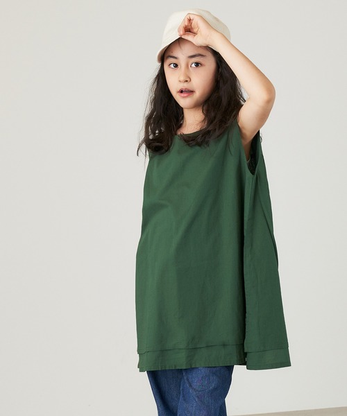 &yam(アンドヤム)の「コットンボイルバックデザインノースリーブブラウス(シャツ/ブラウス・キッズ・ピンク/グリーン/ブラウン・150-160cm/140-150cm/120-130cm/130-140cm/110-120cm)」の2枚目の写真