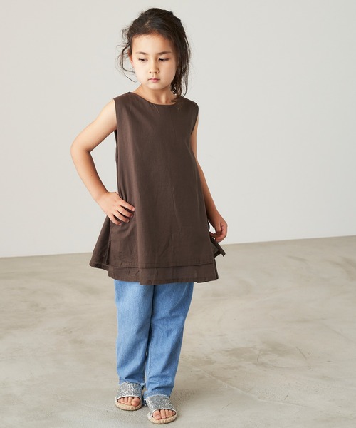 &yam(アンドヤム)の「コットンボイルバックデザインノースリーブブラウス(シャツ/ブラウス・キッズ・ピンク/グリーン/ブラウン・150-160cm/140-150cm/120-130cm/130-140cm/110-120cm)」の7枚目の写真