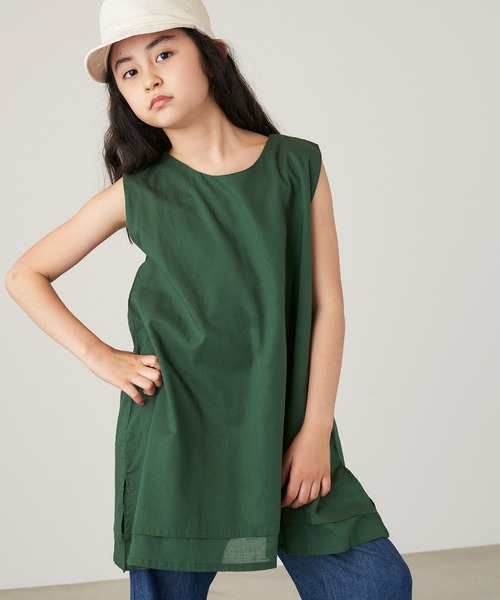 &yam(アンドヤム)の「コットンボイルバックデザインノースリーブブラウス(シャツ/ブラウス・キッズ・ピンク/グリーン/ブラウン・150-160cm/140-150cm/120-130cm/130-140cm/110-120cm)」の8枚目の写真