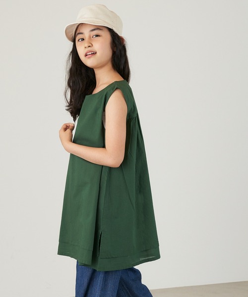 &yam(アンドヤム)の「コットンボイルバックデザインノースリーブブラウス(シャツ/ブラウス・キッズ・ピンク/グリーン/ブラウン・150-160cm/140-150cm/120-130cm/130-140cm/110-120cm)」の9枚目の写真