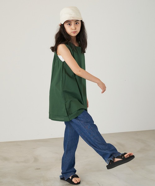 &yam(アンドヤム)の「コットンボイルバックデザインノースリーブブラウス(シャツ/ブラウス・キッズ・ピンク/グリーン/ブラウン・150-160cm/140-150cm/120-130cm/130-140cm/110-120cm)」の11枚目の写真