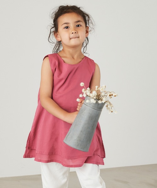 &yam(アンドヤム)の「コットンボイルバックデザインノースリーブブラウス(シャツ/ブラウス・キッズ・ピンク/グリーン/ブラウン・150-160cm/140-150cm/120-130cm/130-140cm/110-120cm)」の14枚目の写真