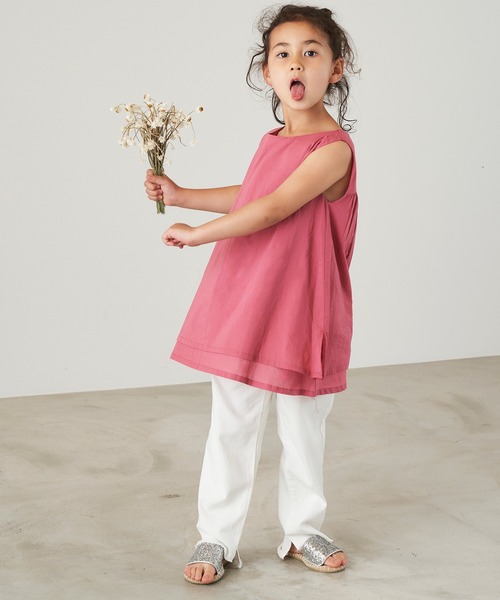 &yam(アンドヤム)の「コットンボイルバックデザインノースリーブブラウス(シャツ/ブラウス・キッズ・ピンク/グリーン/ブラウン・150-160cm/140-150cm/120-130cm/130-140cm/110-120cm)」の17枚目の写真