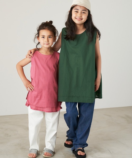 &yam(アンドヤム)の「コットンボイルバックデザインノースリーブブラウス(シャツ/ブラウス・キッズ・ピンク/グリーン/ブラウン・150-160cm/140-150cm/120-130cm/130-140cm/110-120cm)」の18枚目の写真