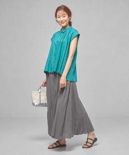 closet story(クローゼットストーリー)の「<closet story(クローゼットストーリー)>カラー ボリュームギャザー ロングスカート -手洗い可能-(スカート・レディース・ピンク/イエロー/ダークグレー・FREE)」の13枚目の写真