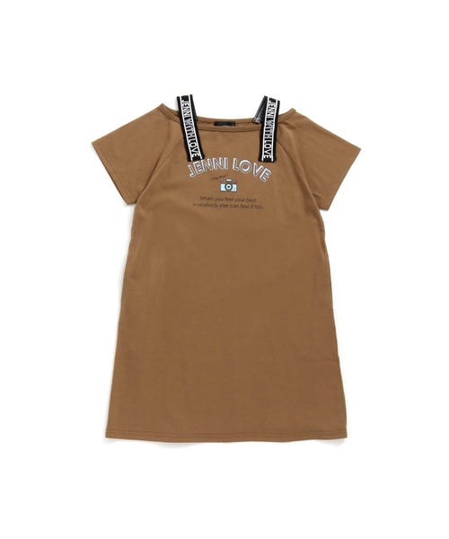 JENNI love（ジェニィラブ）の「接触冷感肩あきロゴテープワンピース（ワンピース・キッズ・ピンク/ブラウン/ミント・150cm/160cm/140cm/130cm）」の10枚目の写真