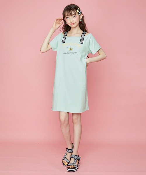 JENNI love（ジェニィラブ）の「接触冷感肩あきロゴテープワンピース（ワンピース・キッズ・ピンク/ブラウン/ミント・150cm/160cm/140cm/130cm）」の8枚目の写真