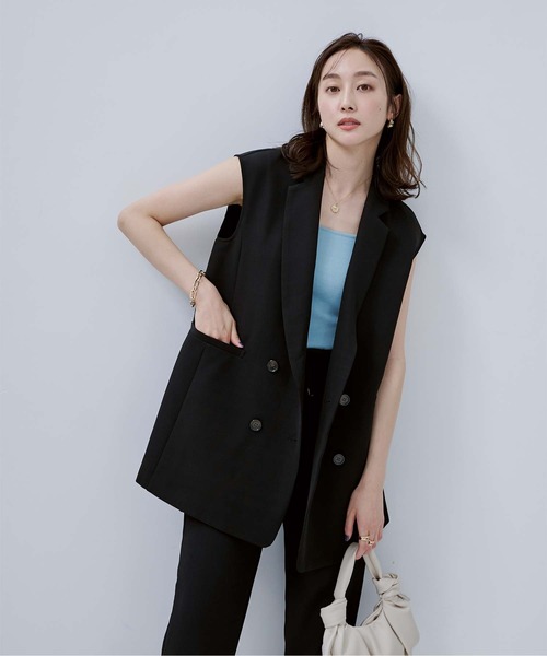 UR'S(ユアーズ)の「ノースリーブジレベスト(その他アウター・レディース・ブラック/モカ/ライトベージュ/グレイッシュベージュ・S/M/L)」の2枚目の写真