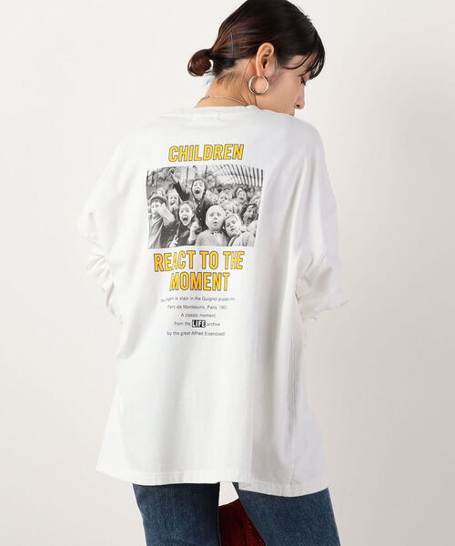 NOLLEY’S（ノーリーズ）の「【GOOD ROCK SPEED/グッドロックスピード】PHOTO BIG ロングスリーブTシャツ（Tシャツ/カットソー・レディース・ベージュ/オフホワイト/オリーブ・FREE）」の6枚目の写真