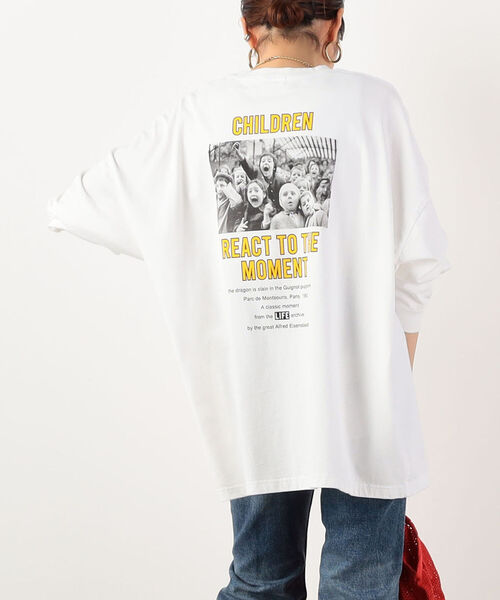 NOLLEY’S（ノーリーズ）の「【GOOD ROCK SPEED/グッドロックスピード】PHOTO BIG ロングスリーブTシャツ（Tシャツ/カットソー・レディース・ベージュ/オフホワイト/オリーブ・FREE）」の7枚目の写真
