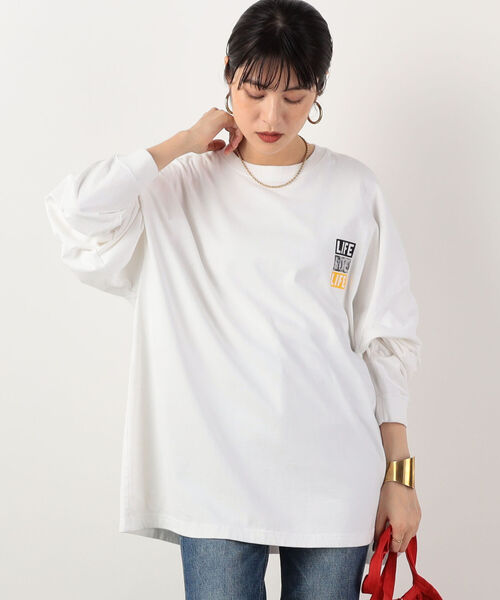 NOLLEY’S（ノーリーズ）の「【GOOD ROCK SPEED/グッドロックスピード】PHOTO BIG ロングスリーブTシャツ（Tシャツ/カットソー・レディース・ベージュ/オフホワイト/オリーブ・FREE）」の8枚目の写真