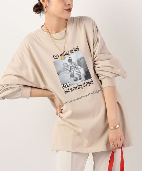NOLLEY’S（ノーリーズ）の「【GOOD ROCK SPEED/グッドロックスピード】PHOTO BIG ロングスリーブTシャツ（Tシャツ/カットソー・レディース・ベージュ/オフホワイト/オリーブ・FREE）」の12枚目の写真