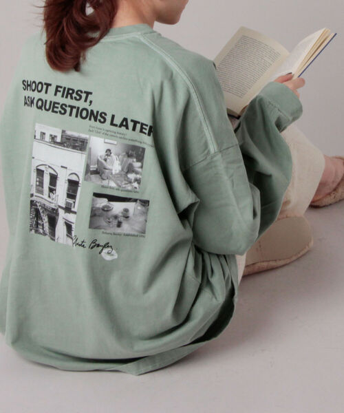 NOLLEY’S（ノーリーズ）の「【GOOD ROCK SPEED/グッドロックスピード】PHOTO BIG ロングスリーブTシャツ（Tシャツ/カットソー・レディース・ベージュ/オフホワイト/オリーブ・FREE）」の13枚目の写真
