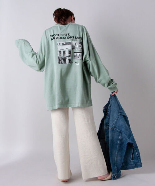 NOLLEY’S（ノーリーズ）の「【GOOD ROCK SPEED/グッドロックスピード】PHOTO BIG ロングスリーブTシャツ（Tシャツ/カットソー・レディース・ベージュ/オフホワイト/オリーブ・FREE）」の14枚目の写真