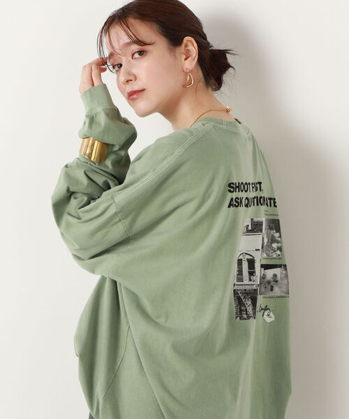 NOLLEY’S（ノーリーズ）の「【GOOD ROCK SPEED/グッドロックスピード】PHOTO BIG ロングスリーブTシャツ（Tシャツ/カットソー・レディース・ベージュ/オフホワイト/オリーブ・FREE）」の18枚目の写真