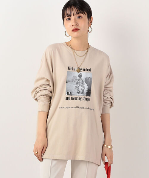 NOLLEY’S（ノーリーズ）の「【GOOD ROCK SPEED/グッドロックスピード】PHOTO BIG ロングスリーブTシャツ（Tシャツ/カットソー・レディース・ベージュ/オフホワイト/オリーブ・FREE）」の22枚目の写真