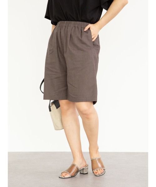 Sugar spoon(シュガースプーン)の「・SUGAR SPOONリネンハーフパンツ*(その他パンツ・レディース・チャコールグレー/ベージュ/サックスブルー/ネイビー・FREE)」の2枚目の写真