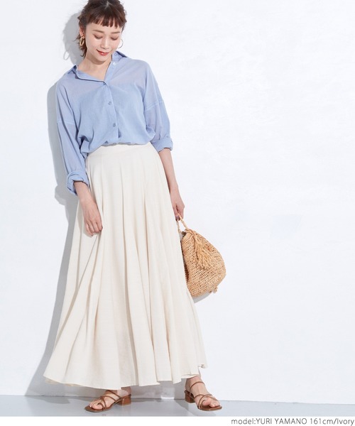 coca(coca)(コカ)の「リネンライクマチスカート(スカート・レディース・ベージュ/アイボリー・ONE SIZE)」の4枚目の写真