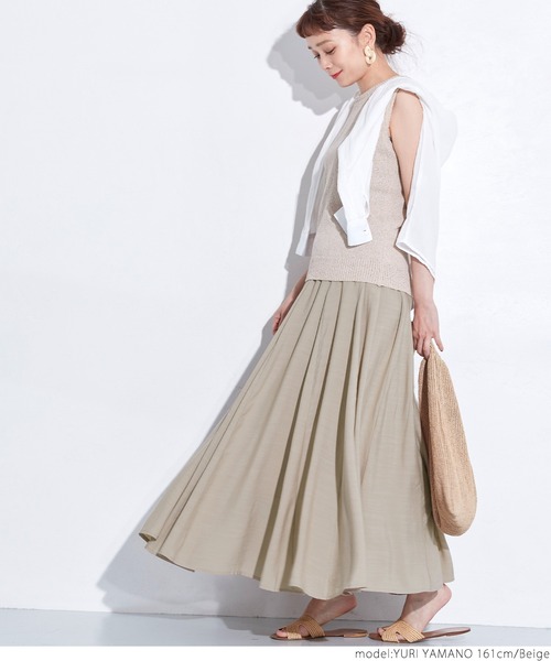 coca(coca)(コカ)の「リネンライクマチスカート(スカート・レディース・ベージュ/アイボリー・ONE SIZE)」の3枚目の写真