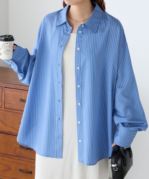 BONLECILL(ボンルシール)の「アソート柄メンズライクオーバーサイズシャツ(シャツ/ブラウス・レディース・ブルー/ライトグリーン/ブラウン/ダークブラウン/ベージュ/オフホワイト/ワイン/ホワイト系その他/カーキ/ブルー系その他/グリーン系その他/ブラック系その他/ピンク系その他/ブルー系その他2/イエロー系その他/レッド系その他/オレンジ系その他/ブラック系1/チャコールグレー/ブラック系2/ネイビー系/ブラック系3/ブラウン系/ネイビー系1/イエロー系その他2/ブルー系その他3・FREE)」の18枚目の写真