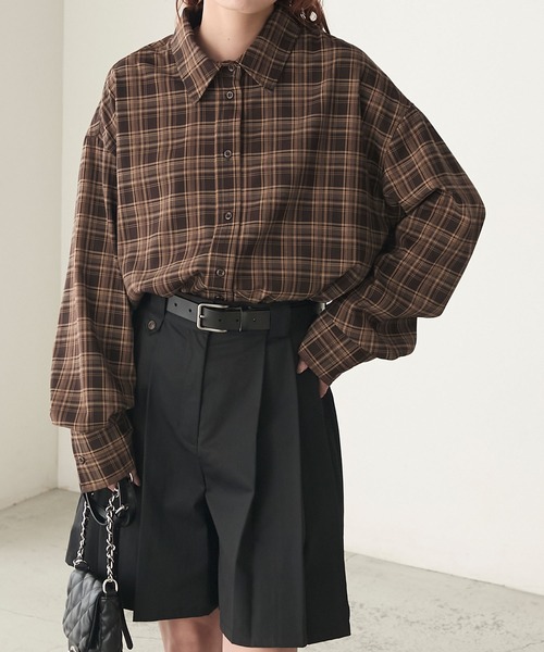 セール】アソート柄メンズライクオーバーサイズシャツ（シャツ