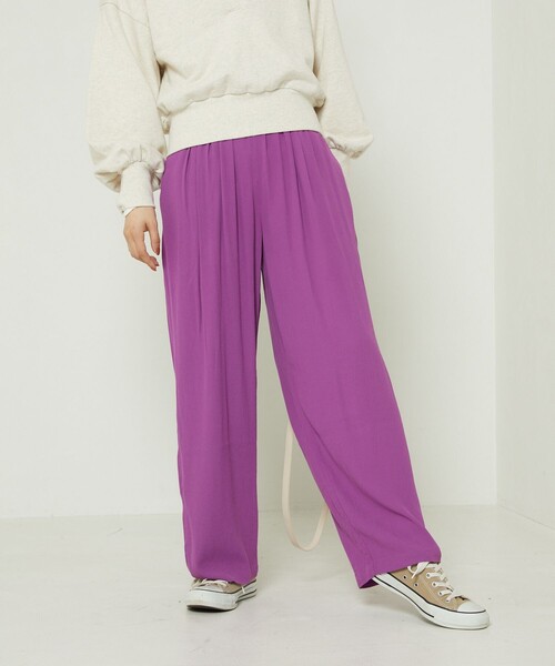 FREAK'S STORE（フリークスストア）の「カラージョーゼットパンツ（スラックス・レディース・ブラック/グリーン/パープル/レッド/ラベンダー・ﾌﾘ-）」の5枚目の写真